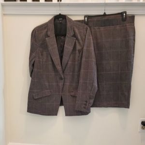 Torrid Plaid Pink & Gray Pencil Skirt Suit